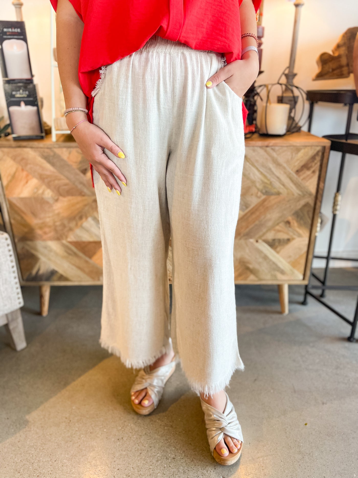 Oatmeal Wide Leg Pant