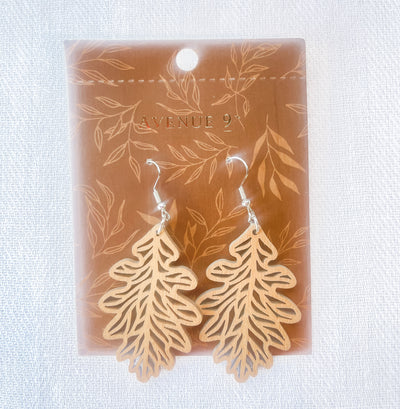 Wood Leaf Earrings