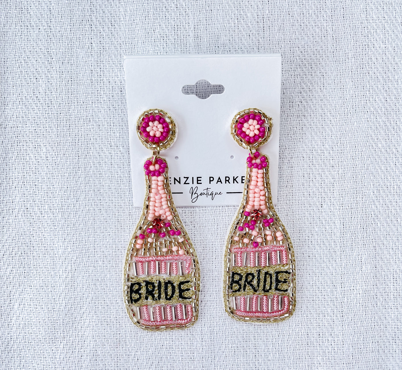 Pink Bride Bottle Earrings