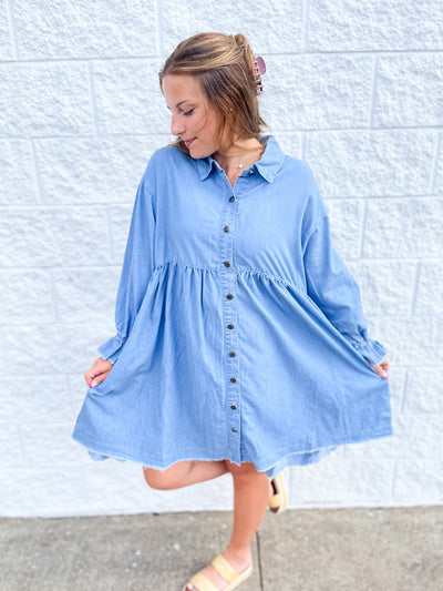Light Washed Tie Back Dress