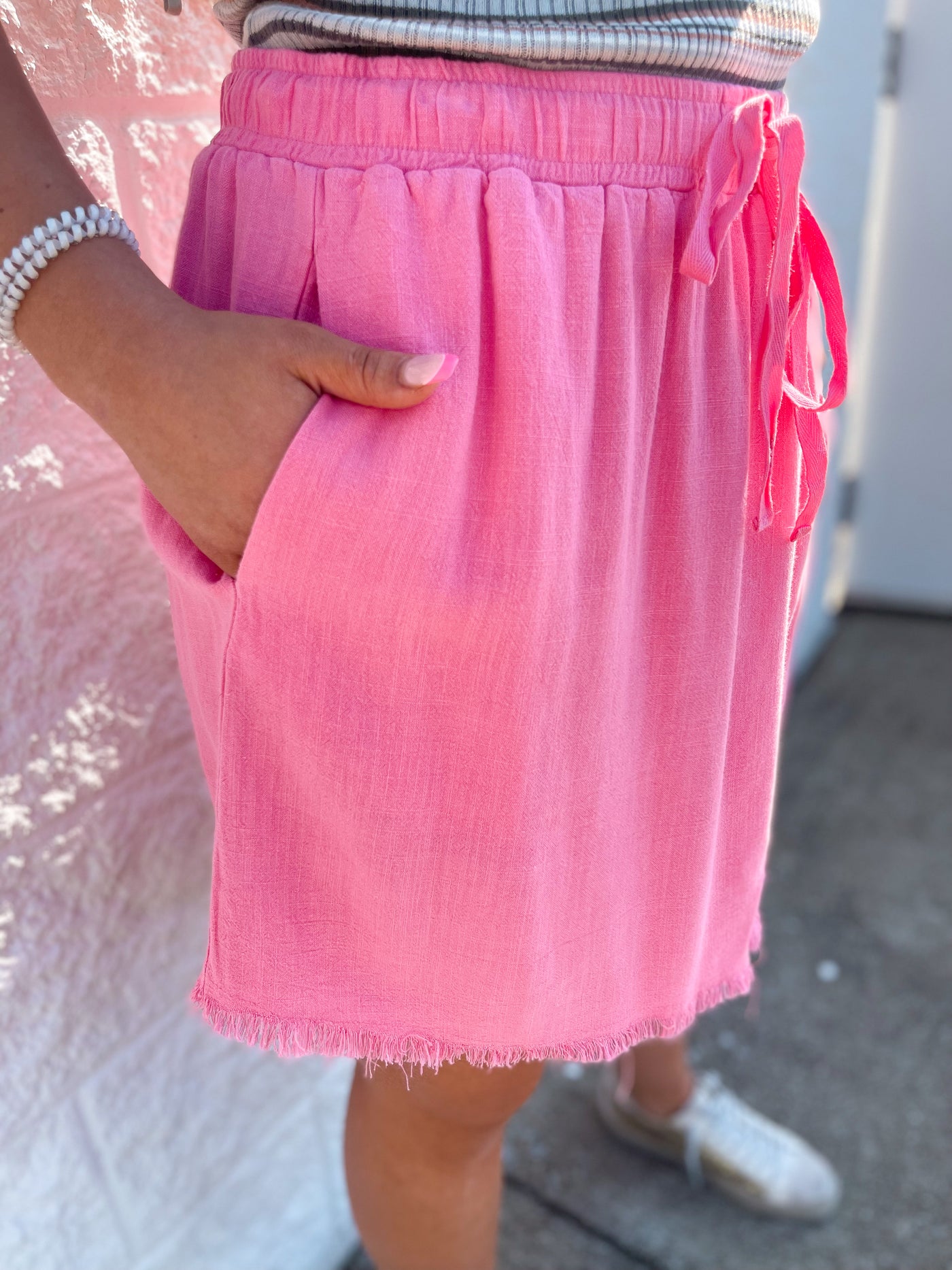 Bubblegum Pink Linen Blend Skirt