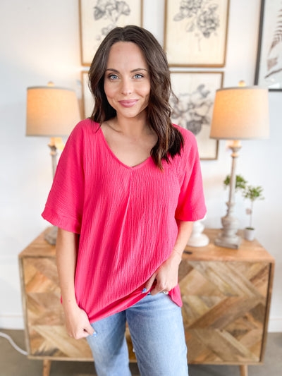 Crepe Coral Top