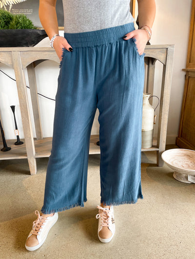 Slate Blue Wide Leg Pants
