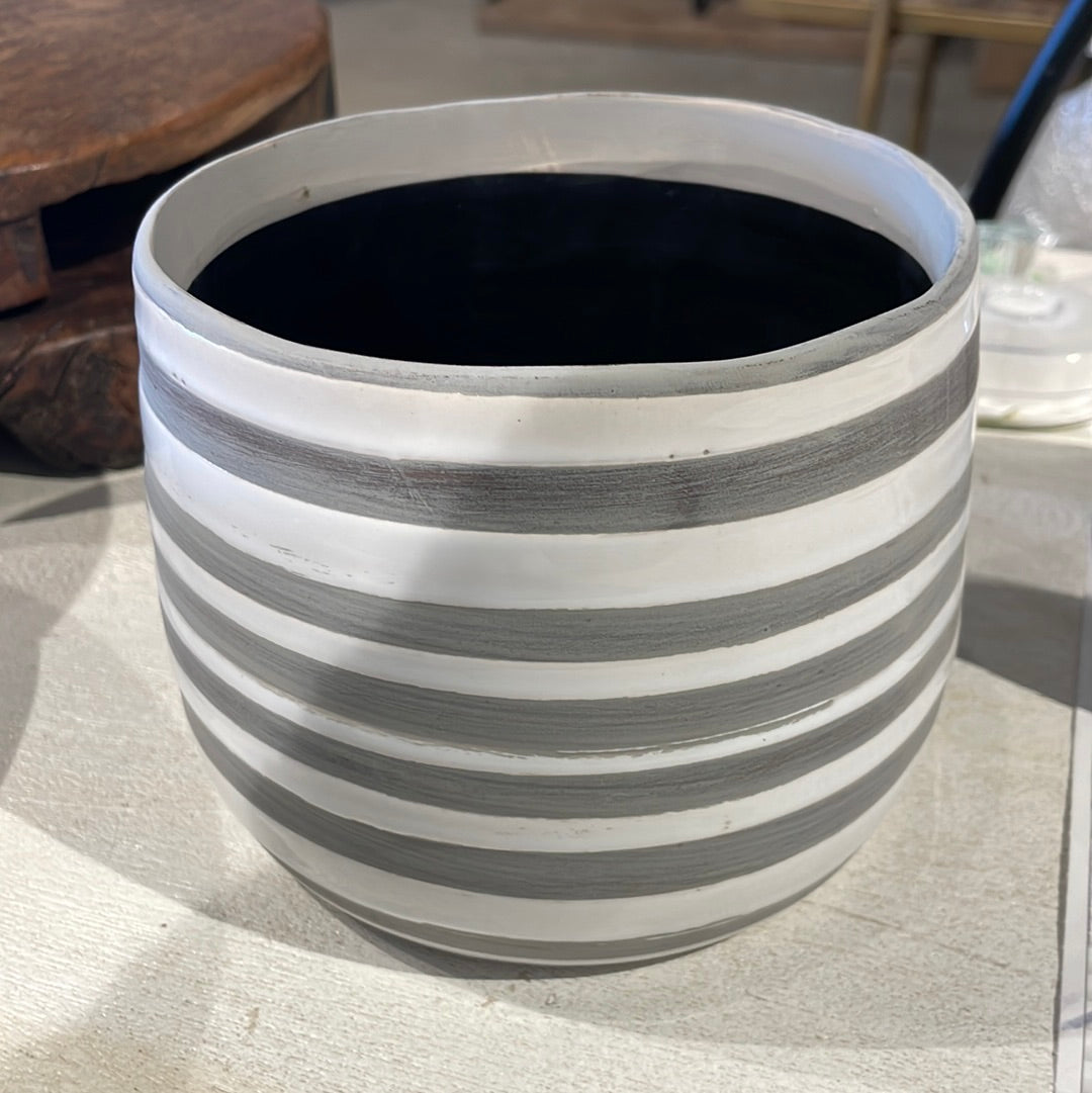 Large Striped Ceramic Planter