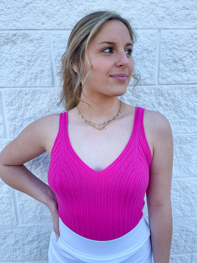 Eesome Pink Fitted Ribbed Tank