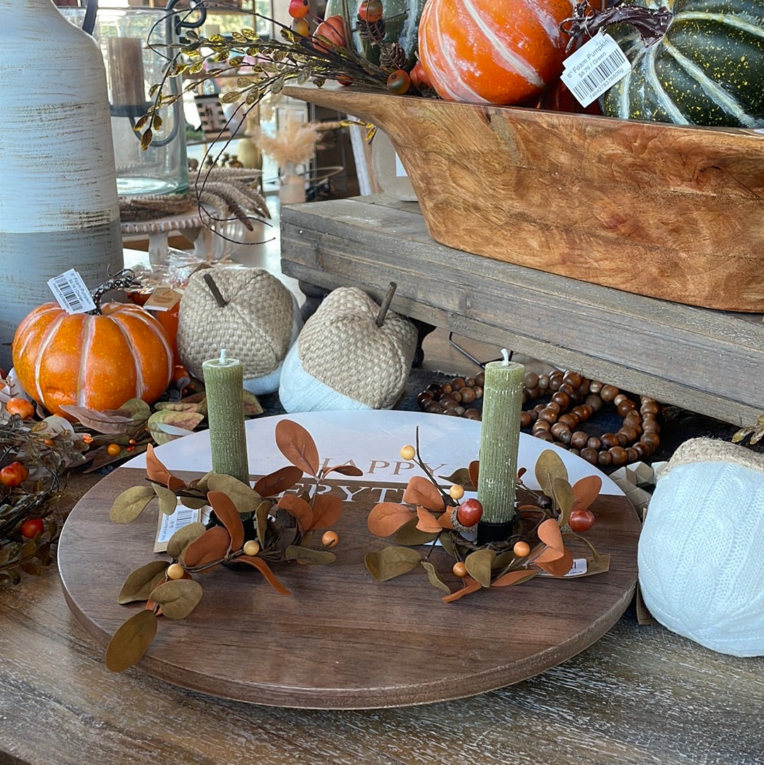 Small Leaf & Acorn Candle Ring