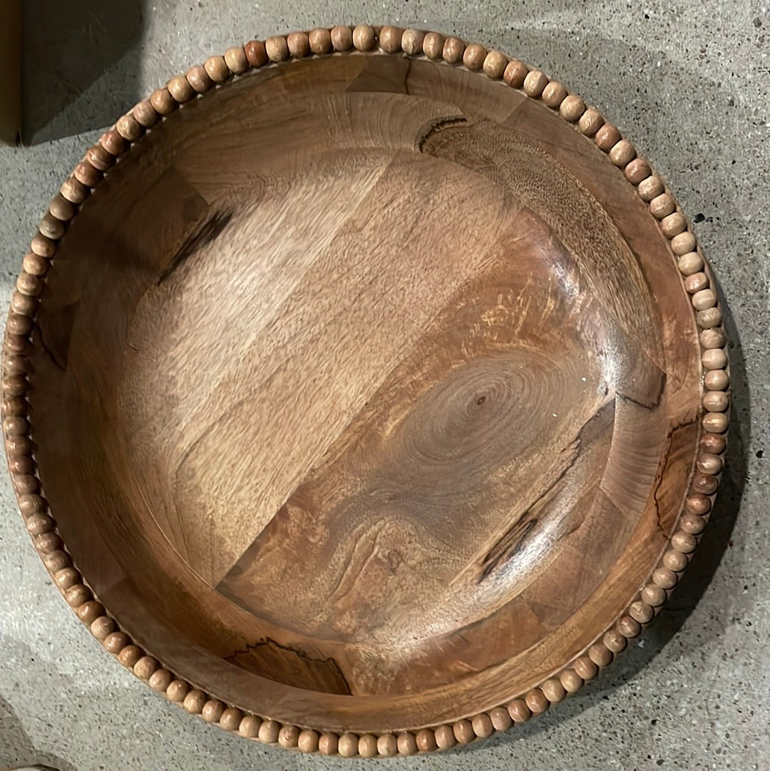 Large Wood Beaded Bowl