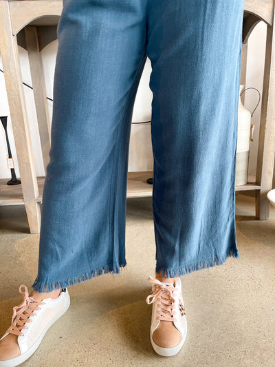 Slate Blue Wide Leg Pants