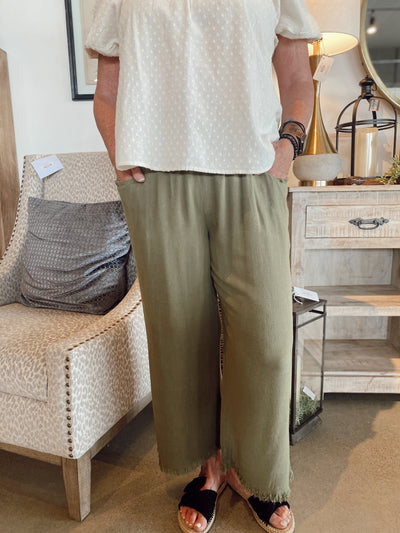Umgee Olive Wide Leg Pant