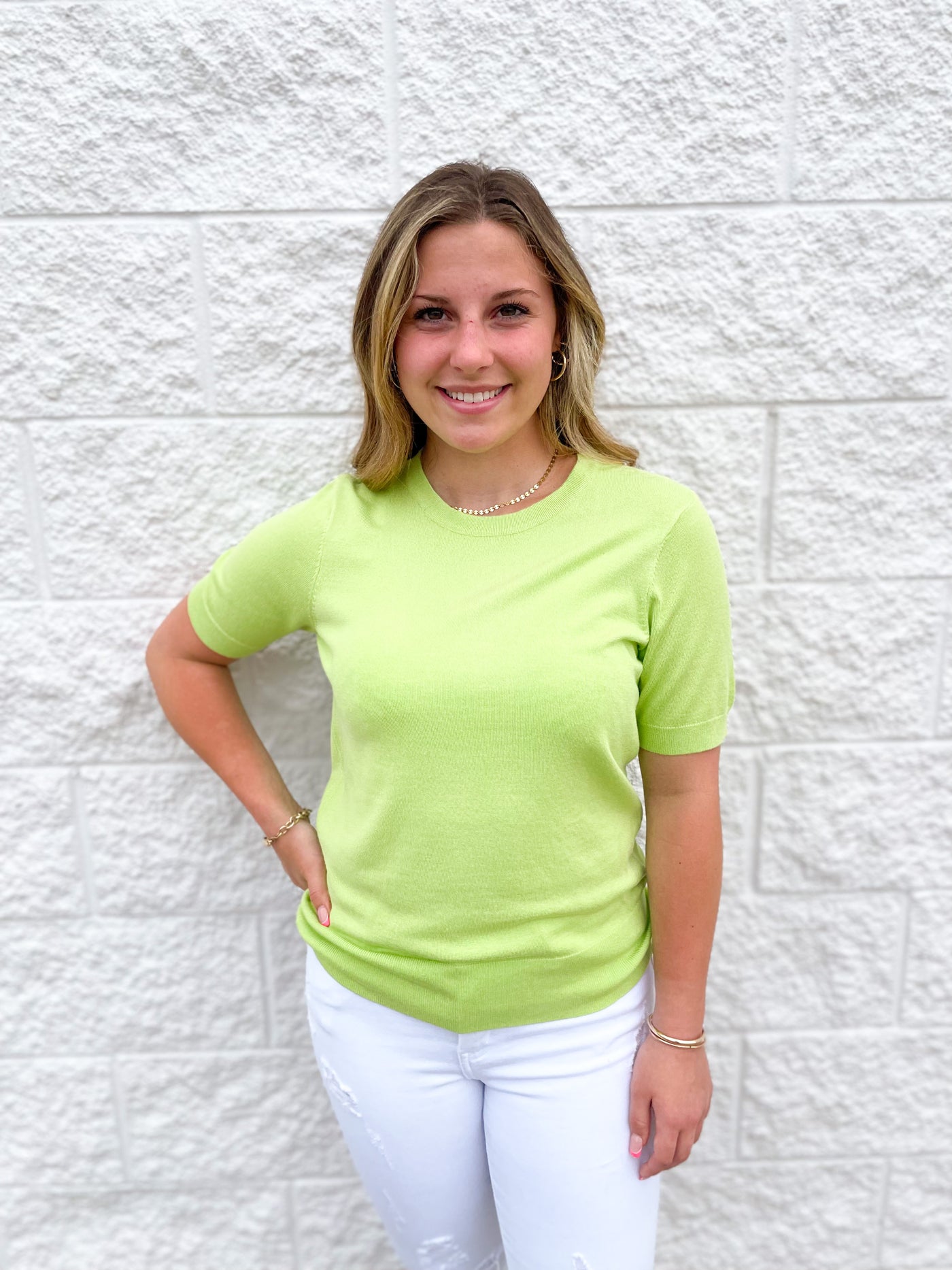 Lime Short Sleeve Sweater