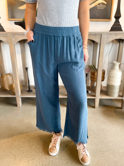 Umgee Slate Blue Wide Leg Pants