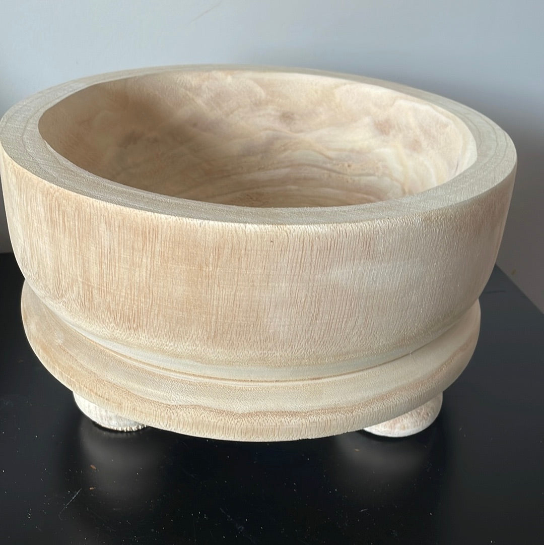 Small footed wood bowl