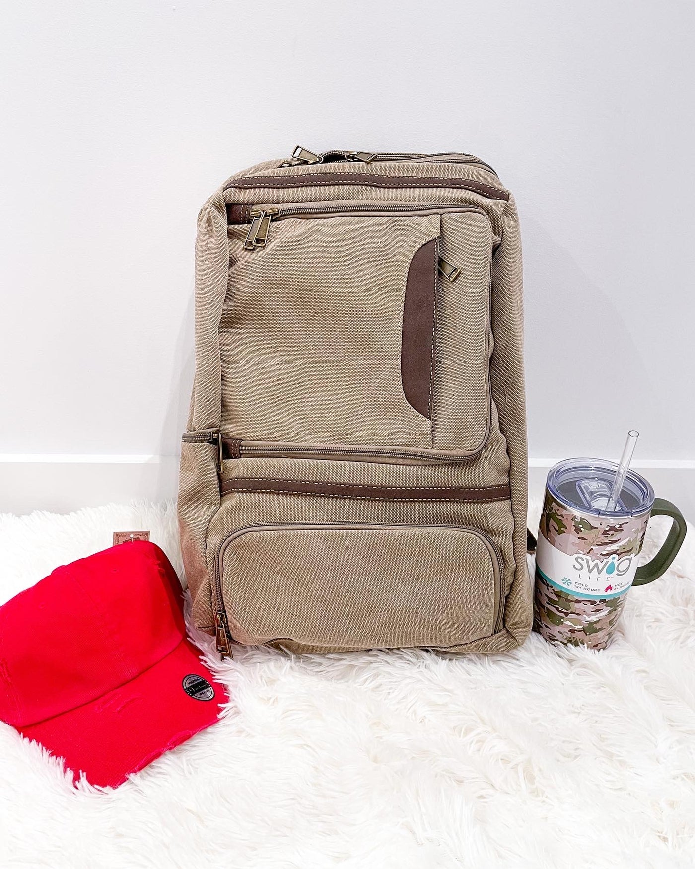 Khaki Cargo Backpack