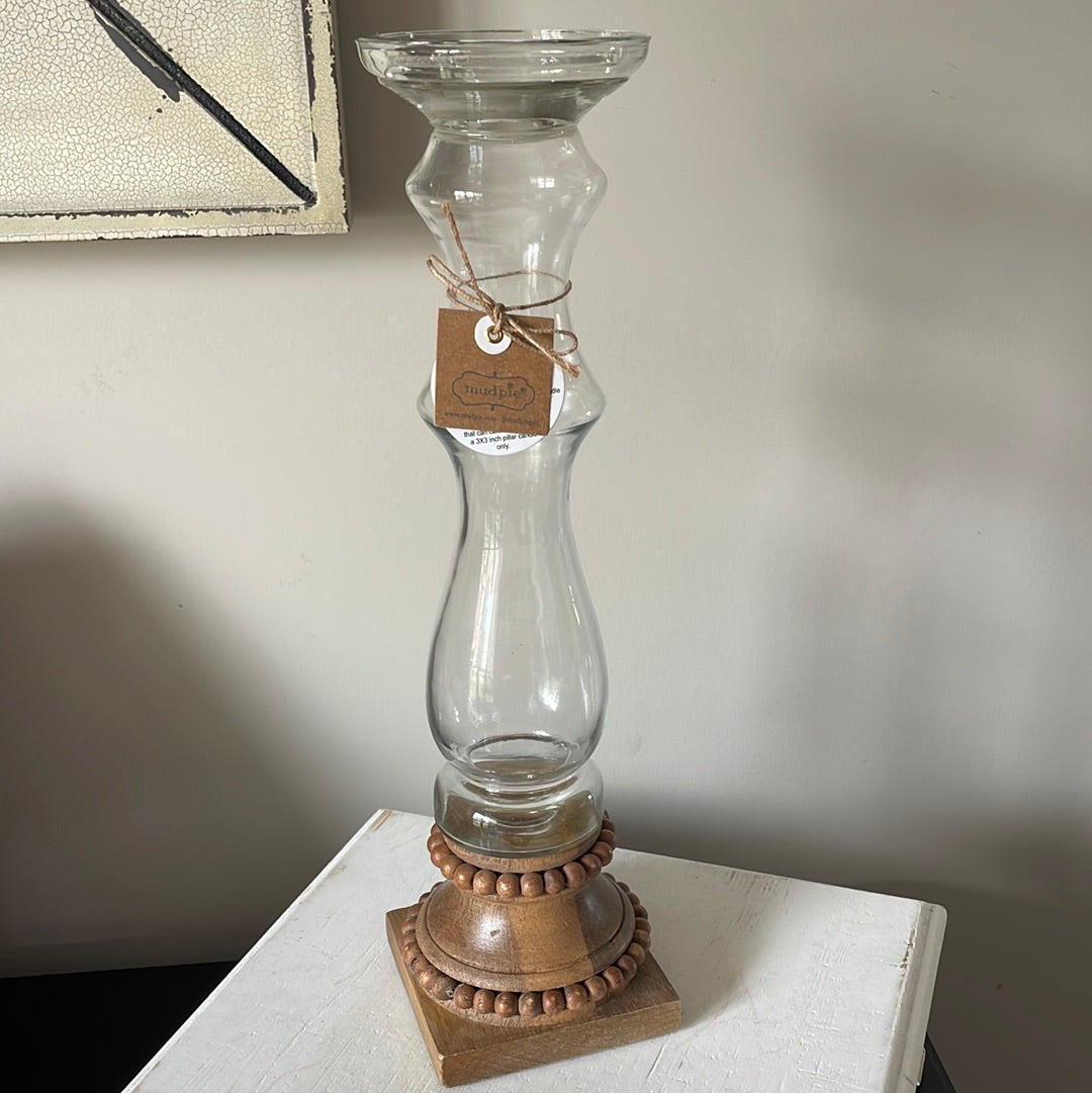 Large Beaded Glass Candlestick