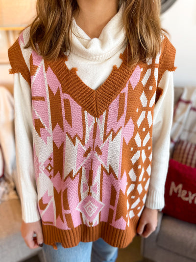 Kayla Camel Mix Sweater Vest