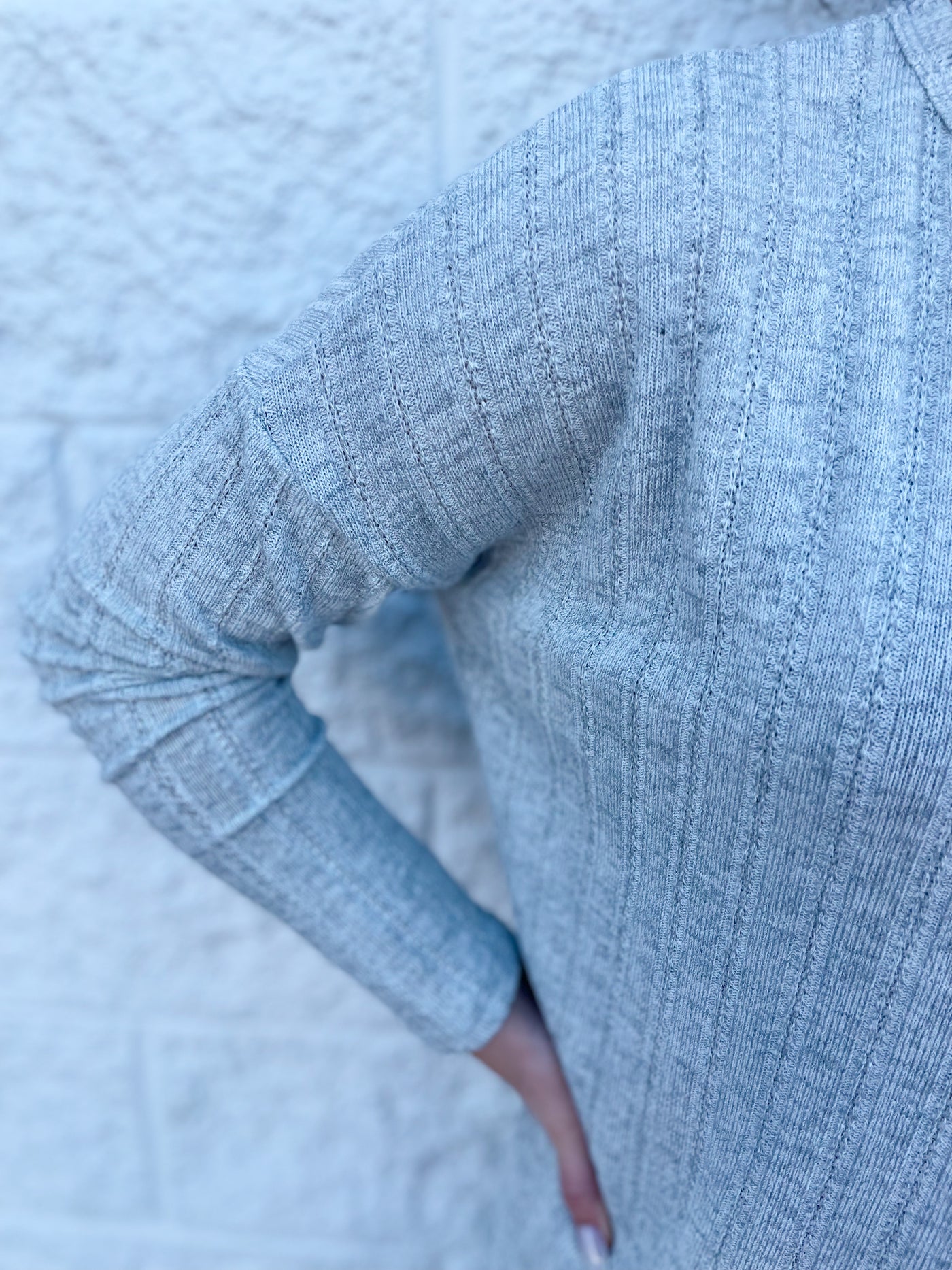 Grey Knit Long Sleeve Top