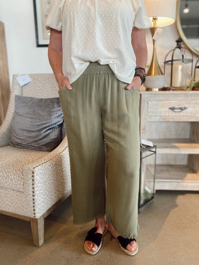 Umgee Olive Wide Leg Pant