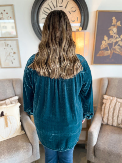 Hada Blue Velvet Top