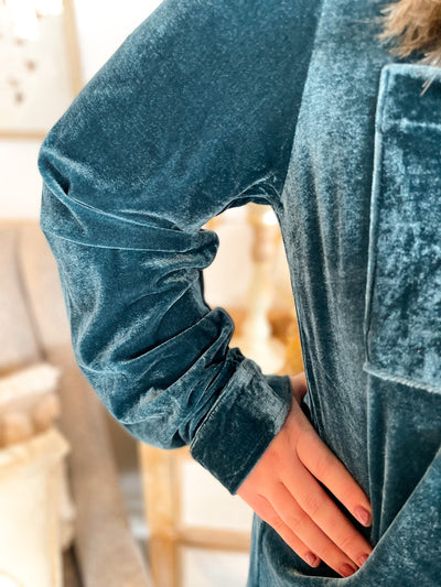 Hada Blue Velvet Top
